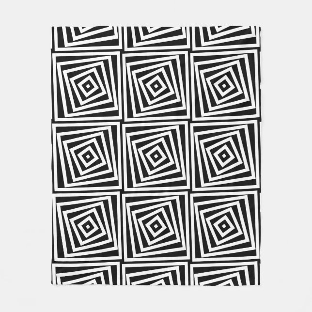 Couverture Polaire Motif de boîte à spirale noire et blanche (Devant)