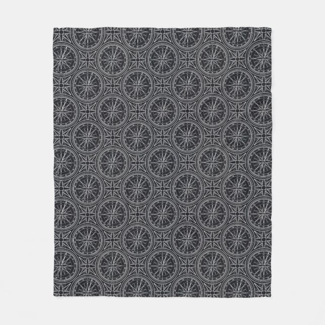 Couverture Polaire Motif de boussole de rose de vent (Devant)
