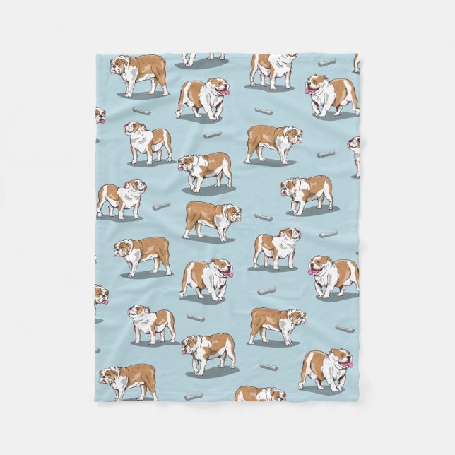 Couverture Polaire Motif de bulldog anglais (Devant)