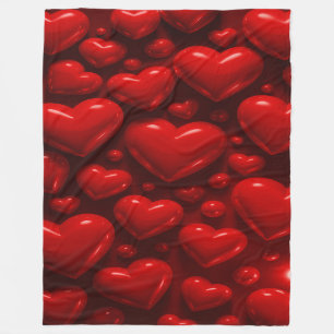 Couverture Polaire Motif de bulle Red Hearts
