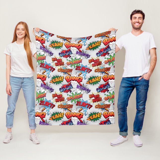 Couverture Polaire Motif de bulle Superhero (En situation)