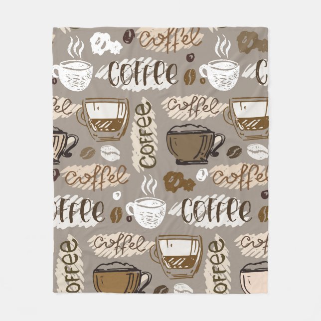 Couverture Polaire Motif de café doodé à la main arrière - plan (Devant)