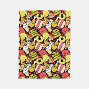 Couverture Polaire Motif de caractères de nourriture de Kawaii