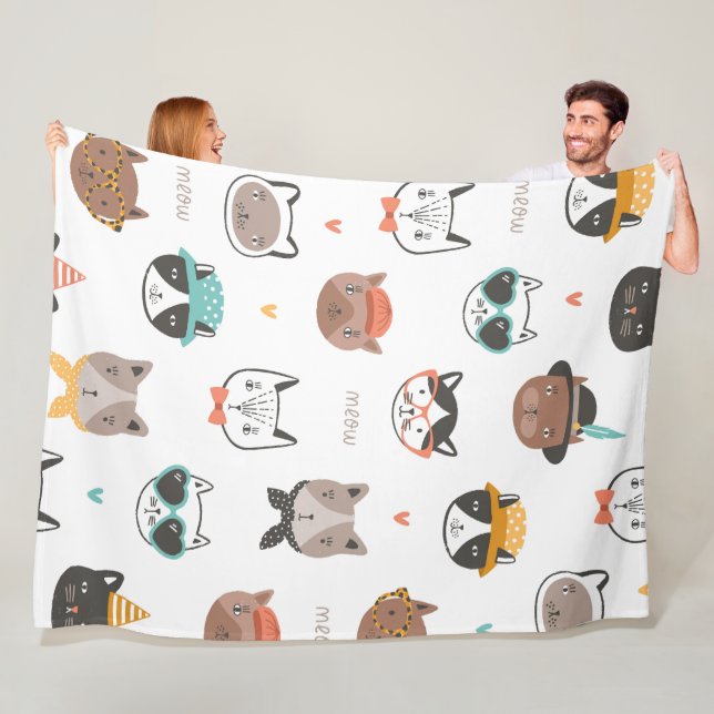 Couverture Polaire Motif de caricatures de chat (En situation)