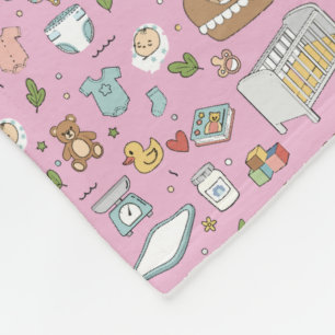 Couverture Polaire Motif de chambre de bébé rose pastel pour couvertu
