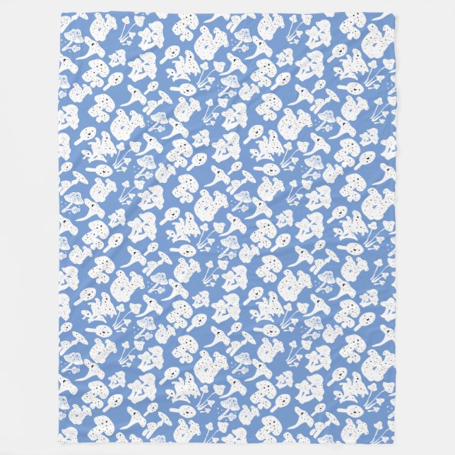 Couverture Polaire Motif de champignon noir 01b Lblue BG (Devant)