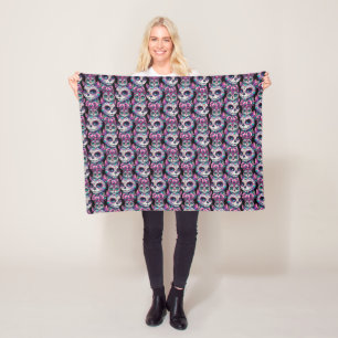 Couverture Polaire Motif de chat crâne sucre