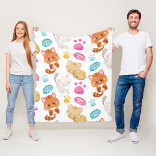 Couverture Polaire Motif De Chats, Chats Mignons, Kitty, Chatons, Paw