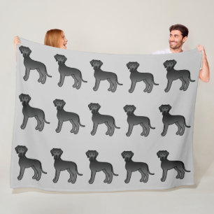 Couverture Polaire Motif de chiens Great Dane à manteau noir sur gris