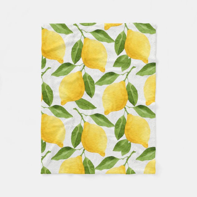 Couverture Polaire Motif de citrons d'aquarelle (Devant)