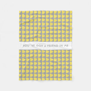 Couverture Polaire Motif de coeur gris jaune Vous avez un ami