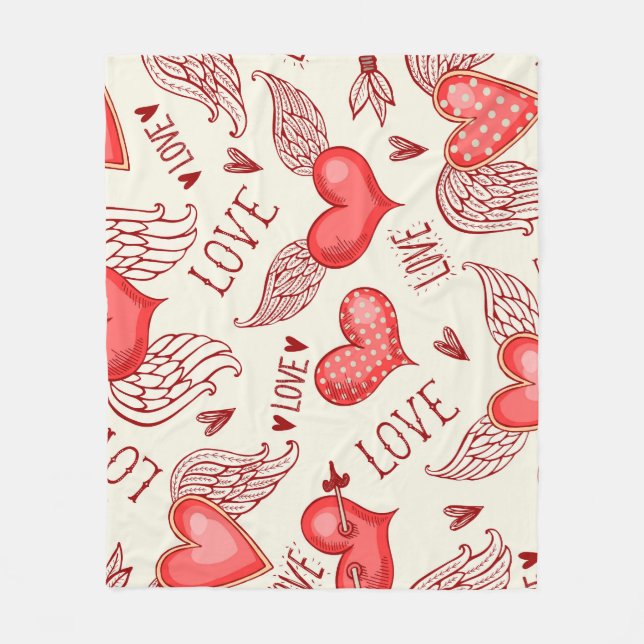Couverture Polaire Motif de coeur pour la Saint-Valentin (Devant)
