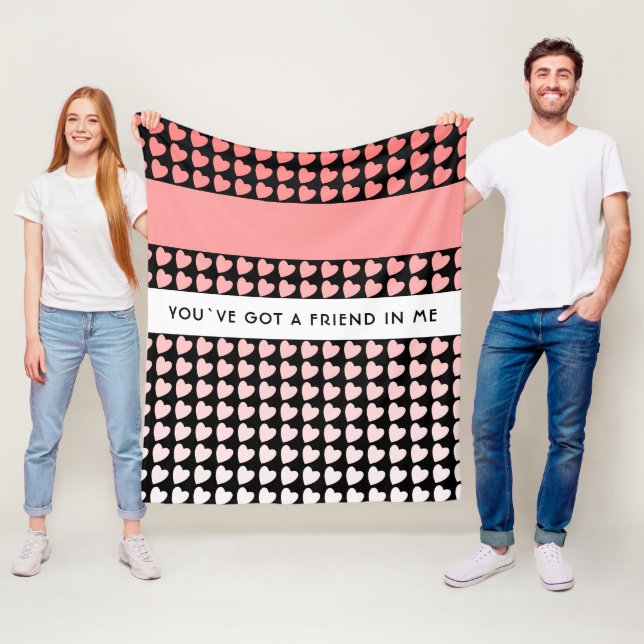 Couverture Polaire Motif de coeur rose Vous avez un ami (En situation)