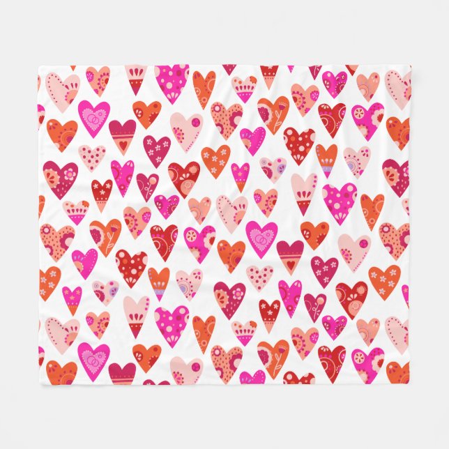 Couverture Polaire Motif de coeur Rouge rose moderne (Devant (Horizontal))