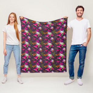 Couverture Polaire Motif de colibri rose violet Tropical Print