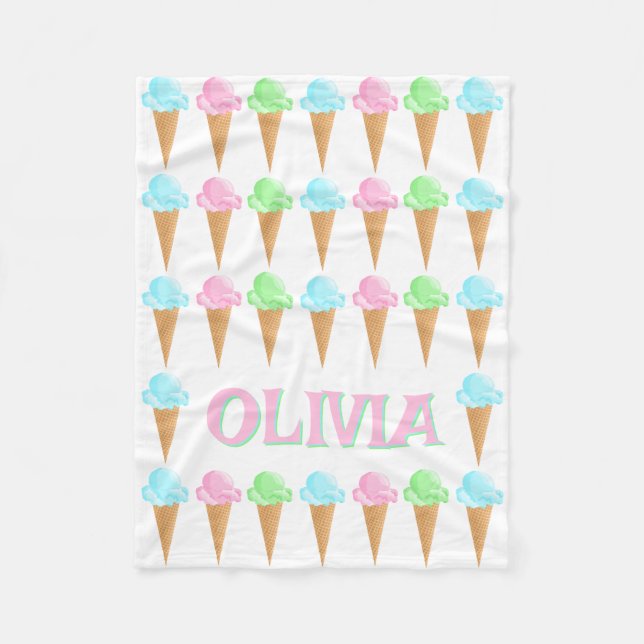 Couverture Polaire Motif de cônes de crème glacée personnalisée (Devant)
