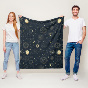Couverture Polaire Motif de constellation d'étoile d'or bleu minuit