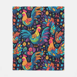 Couverture Polaire Motif de coq coloré
