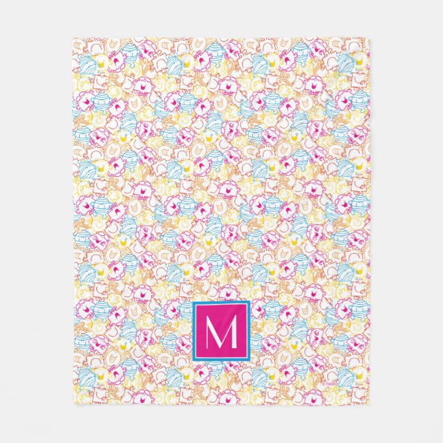 Couverture Polaire Motif de couleurs néon | Monogramme (Devant)