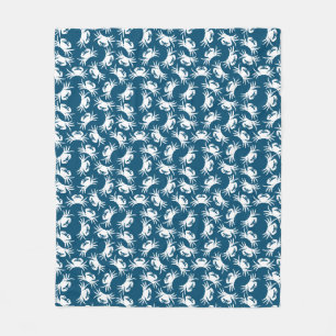 Couverture Polaire Motif de crabe blanc et bleu sans joint