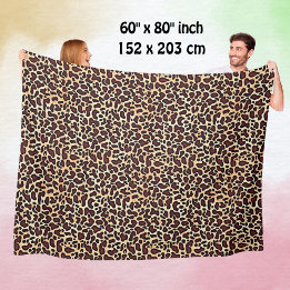 Couverture Polaire Motif de crème Brown de peau de léopard -