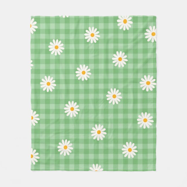 Couverture Polaire Motif de  de Fleur En vichy à carreaux verts (Devant)