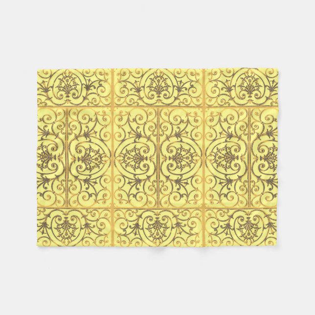 Couverture Polaire Motif de défilement jaune (Devant (Horizontal))