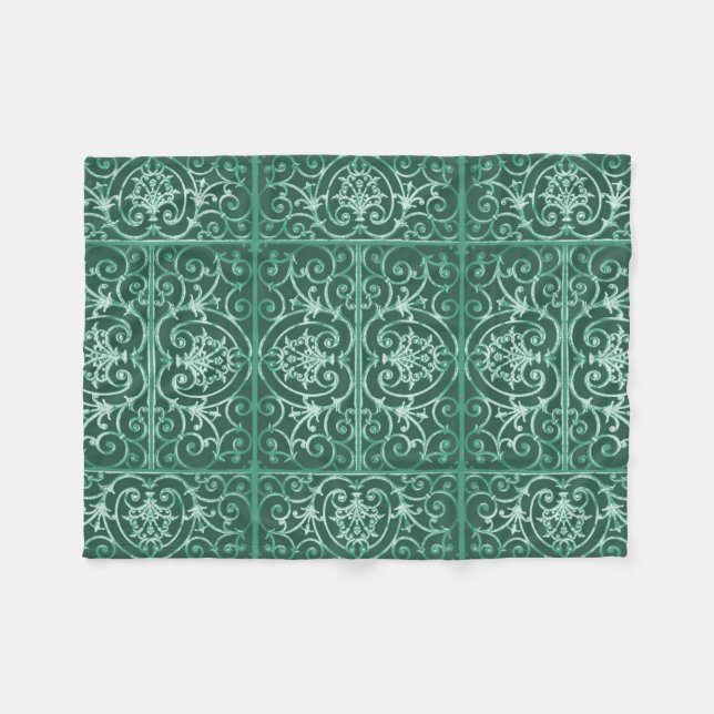 Couverture Polaire Motif de défilement vert Sage (Devant (Horizontal))