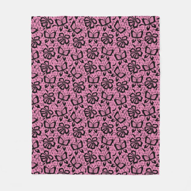 Couverture Polaire motif de dentelle avec des papillons (Devant)