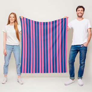 Couverture Polaire Motif de design à rayures élégantes rose bleu 