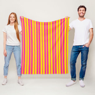 Couverture Polaire Motif de design de rayures élégantes rose jaune 