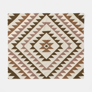 Couverture Polaire Motif de diamant aztèque marron et crème