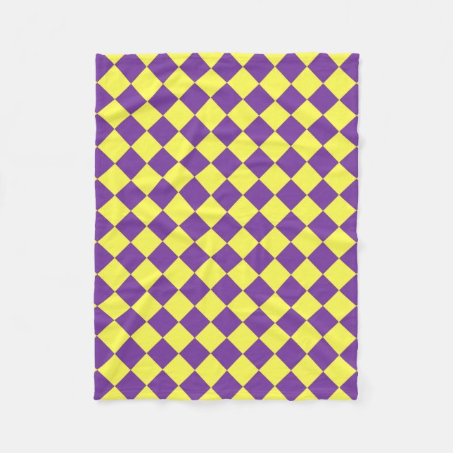 Couverture Polaire Motif de diamant jaune pourpre Checker (Devant)