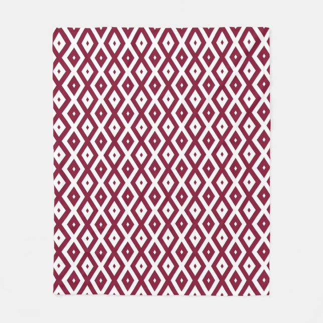 Couverture Polaire Motif de diamants de Bourgogne et blanc (Devant)