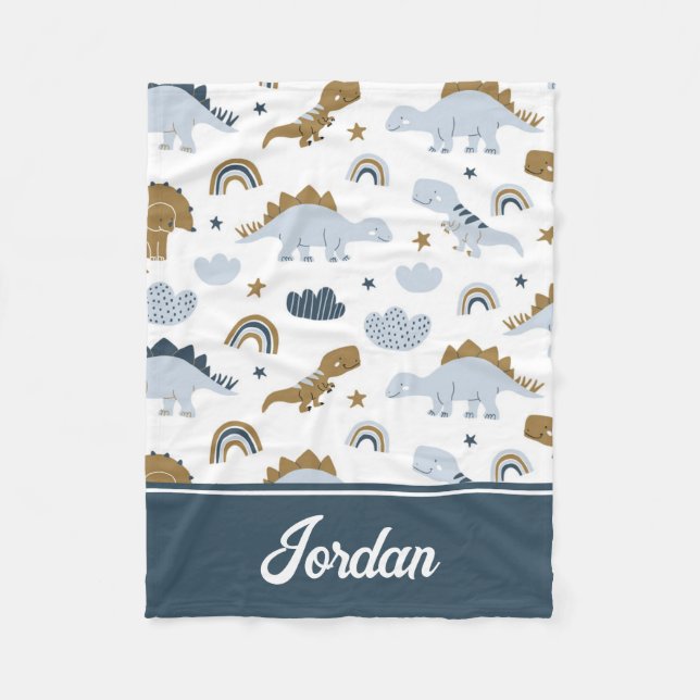 Couverture Polaire Motif de dinosaure arc-en-ciel mignon (Devant)