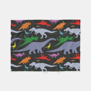 Couverture Polaire Motif de dinosaure coloré (foncé)