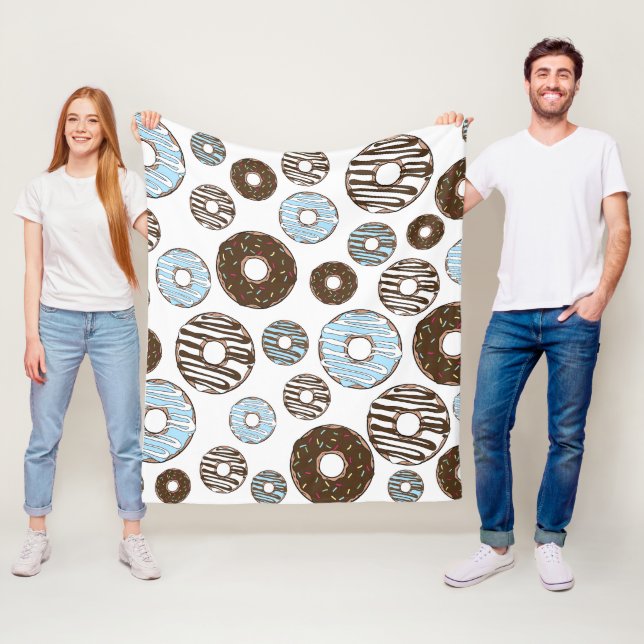 Couverture Polaire Motif De Donuts, Donuts Bleus, Donuts Brown (En situation)