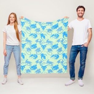 Couverture Polaire Motif de dragons d'incendie LBlue L Green BG