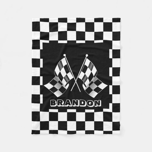 Couverture Polaire Motif de drapeau à carreaux noir et blanc personna (Devant)