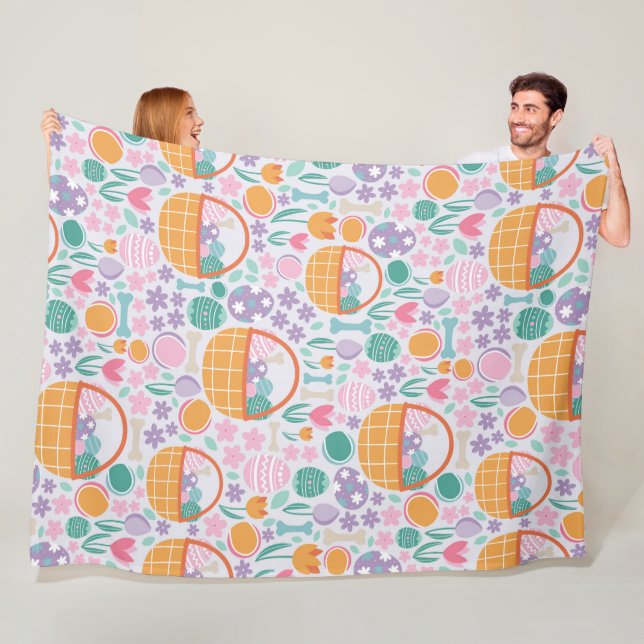Couverture Polaire Motif de fête de Pâques (En situation)