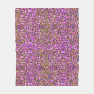 Couverture Polaire Motif de feuillage rose violet et vert