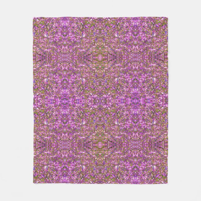 Couverture Polaire Motif de feuillage rose violet et vert (Devant)