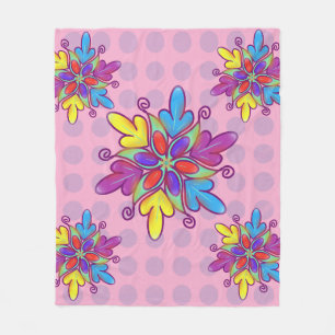 Couverture Polaire Motif de fleur de kaléidoscope abstrait coloré