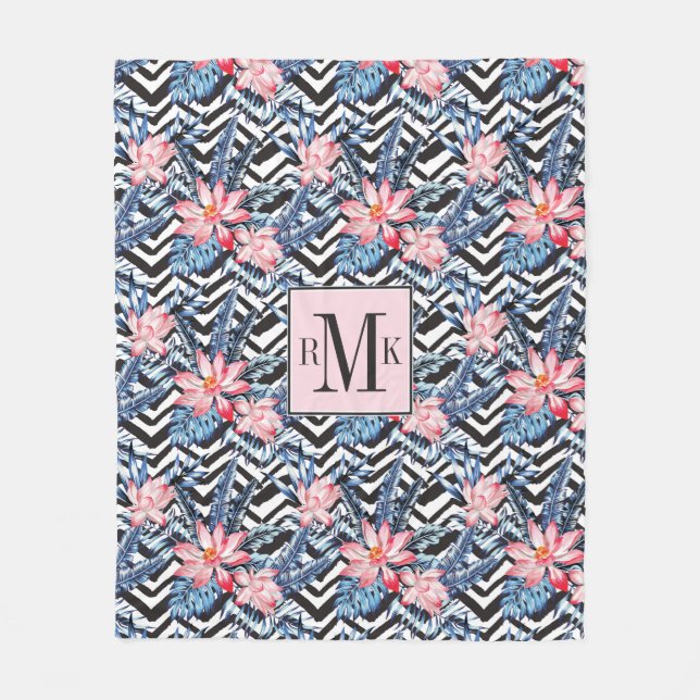 Couverture Polaire Motif de fleur tropical de Lotus (Devant)