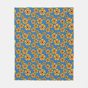 Couverture Polaire Motif de fleurs orange jaune