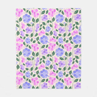 Couverture Polaire Motif de fleurs rose & violet & et bleu
