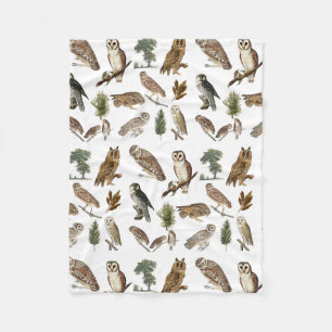 Couverture Polaire Motif de forêt de l'aquarelle de la Chouette vinta