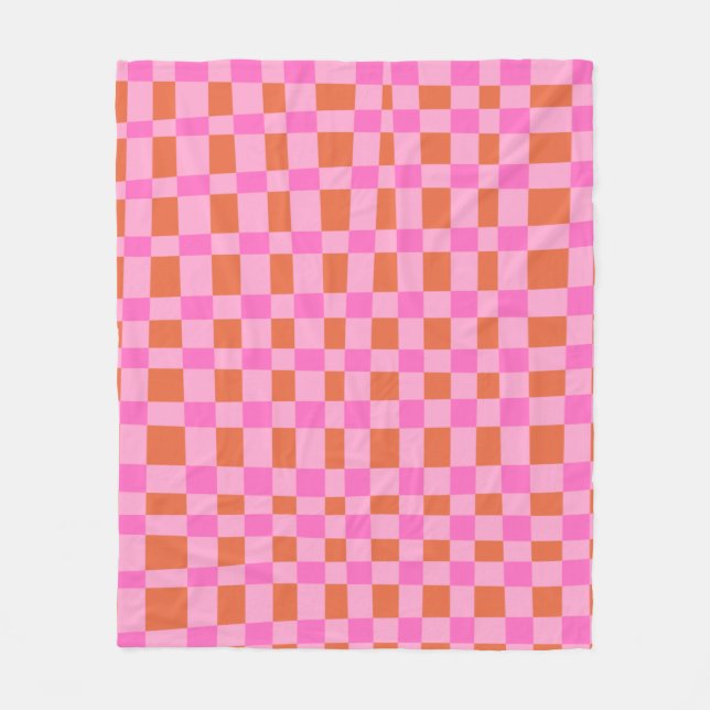 Couverture Polaire Motif de formes À damiers Abstraites en rose   (Devant)
