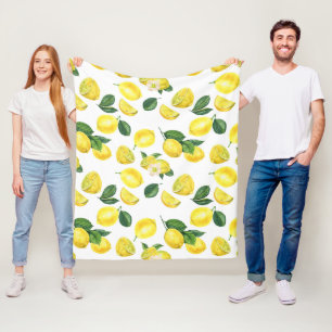 Couverture Polaire Motif de fruits aux citrons jaunes