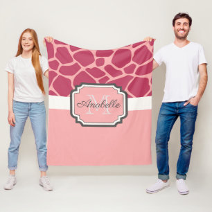 Couverture Polaire Motif de girafe rose